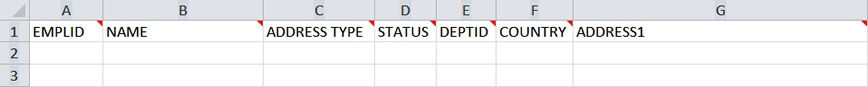 Screenshot of Address/Phone Changes spreadsheet, columns A-G