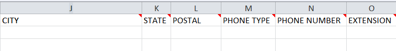 Screenshot of Address/Phone Changes spreadsheet, columns J-O