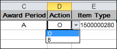 cell drop-down value selector