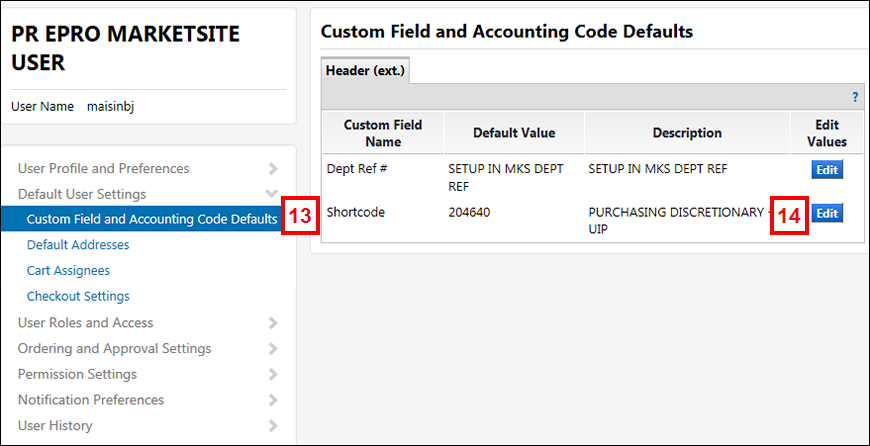 Custom Field and Accounting Code Defaults