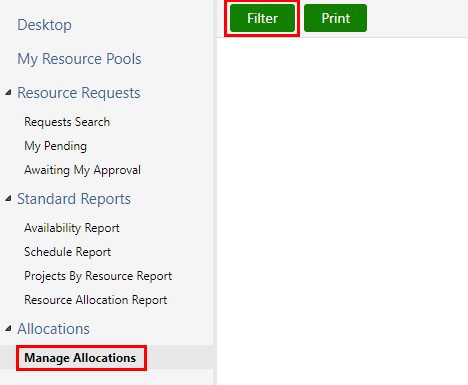 screenshot of Manage Allocations page