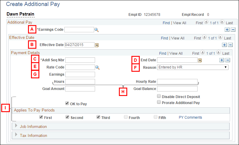 Additonal Pay Screenshot