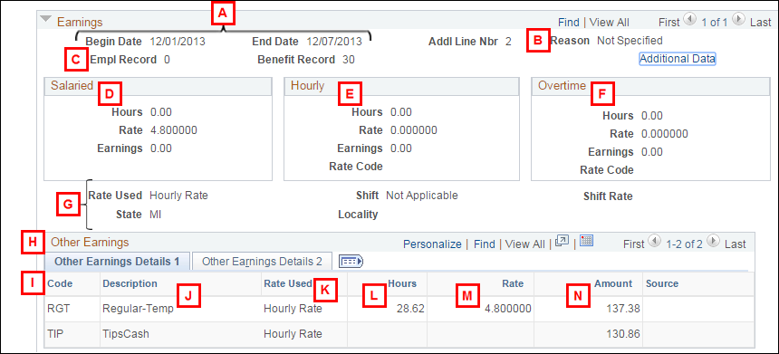 Paycheck Earnings Page – Paycheck Information Section