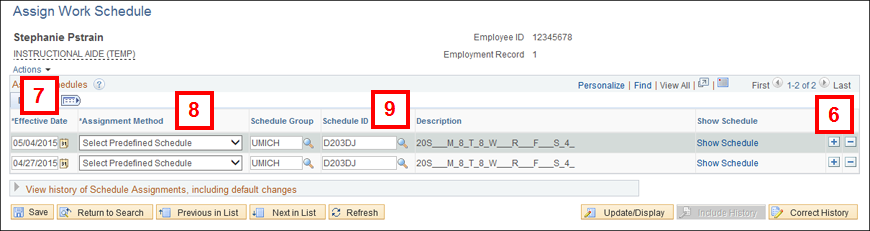 Assign Work Schedule Screenshot
