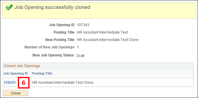 Job Opening Successfully Cloned